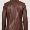 Men’s Two Button Cognac Waxed Leather Blazer – Notch Lapel - Image 2