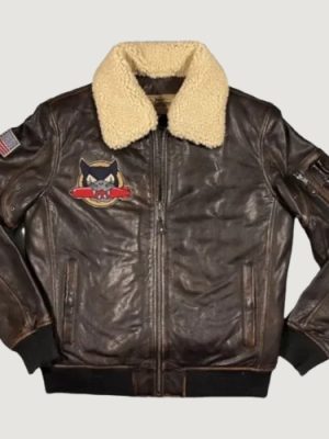 Men’s US Navi Tomcat Brown Leather Jacket