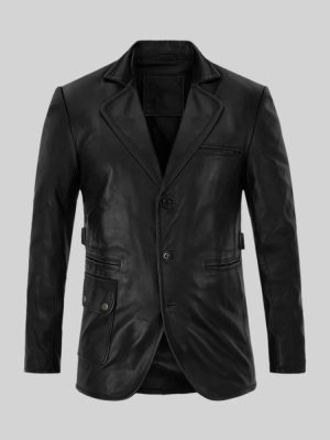 Men’s Until Death Black Leather Blazer