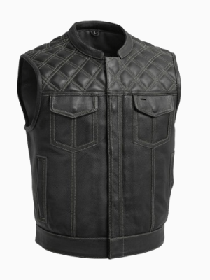 Men’s Upside Perforated Club Style Leather Vest