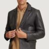 Men’s Vince Black Leather Blazer