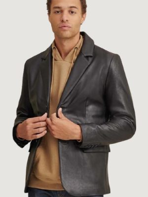 Men’s Vince Black Leather Blazer