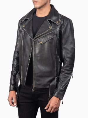 Men’s Vincent Black Leather Biker Jacket
