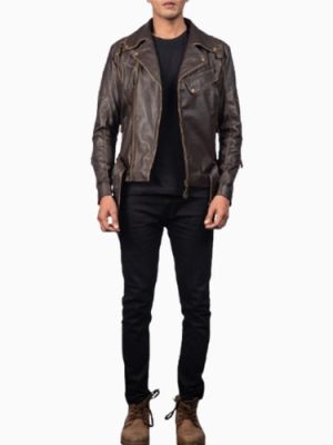 Men’s Vincent Brown Leather Biker Jacket