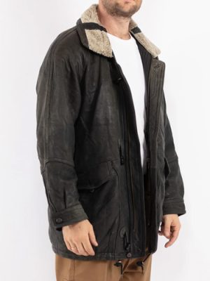 Men’s Vintage 80’s Leather Black Coat