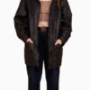 Women’s Vintage 80’s Women Black Leather Parka Coat