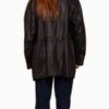 Women’s Vintage 80’s Women Black Leather Parka Coat - Image 2