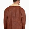 Men’s Vintage 80’s Brown Wool Collar Leather Coat - Image 2