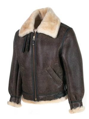 Men’s Vintage Brown B3 RAF Aviator Sheepskin Shearling Bomber Jacket