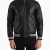 Men’s Walton Black Leather Varsity Jacket - Image 2