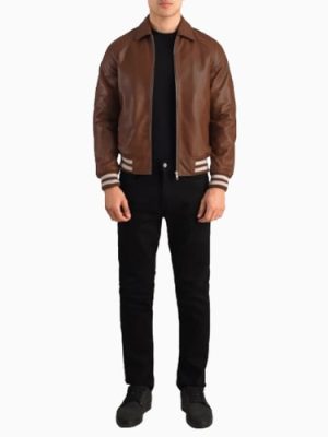 Men’s Walton Brown Leather Varsity Jacket