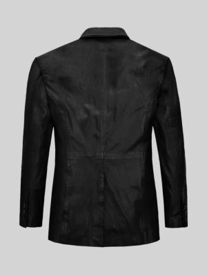 Men’s Washed and Wax Black Leather Blazer