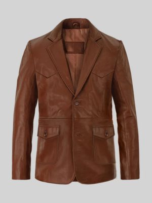 Men’s Western Brown Leather Blazer
