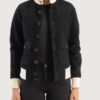 Women’s Sasha A1 Black Suede Bomber Jacket - Image 2