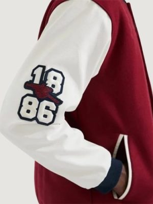 Men’s Maroon and White Arsenal Varsity Jacket