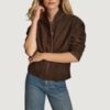 Woman’s Angie Snap Brown Bomber Jacket - Image 2