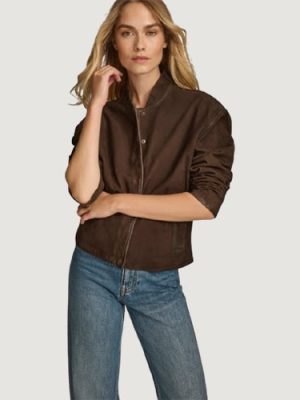 Woman’s Angie Snap Brown Bomber Jacket