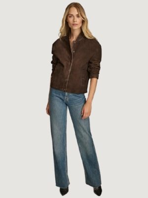 Woman’s Angie Snap Brown Bomber Jacket