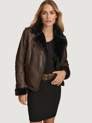 Woman’s Oaklynn Brown Faux Shearling Moto