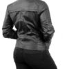 Women’s Black Handmade Padded Real Leather Jacket - Image 2