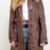 Women’s 80’s Vintage Brown Leather Coat - Image 2