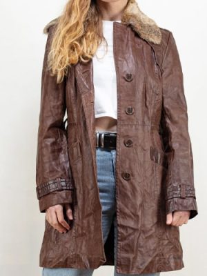 Women’s 80’s Vintage Brown Leather Coat