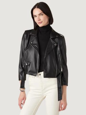 Women’s Alexia Faux Leather Black Moto Jacket