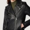 Women’s Anna Leather Black Moto With Stitching - Image 2