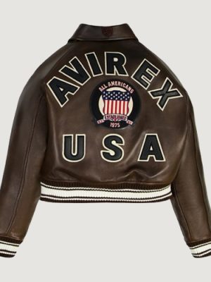 Women’s Avirex Cropped Icon Brown Bomber Jacket