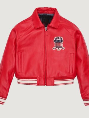 Women’s Avirex Cropped Icon Red Bomber Jacket
