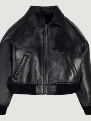 Women’s Avirex Cropped Icon Triple Black Bomber Jacket