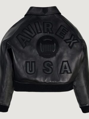 Women’s Avirex Cropped Icon Triple Black Bomber Jacket