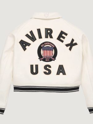 Women’s Avirex Cropped Icon White Bomber Jacket