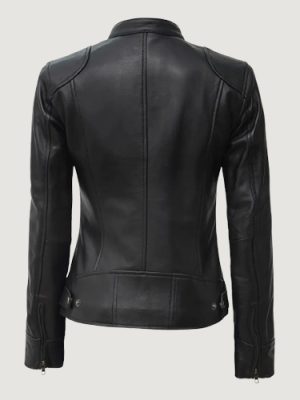 Women’s Black Lambskin Leather Biker Style Jacket