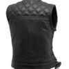Women’s Bonnie Perforated Motorcycle Leather Vest - Image 2