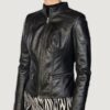 Women’s Caitlin Scuba Black Leather Jacket - Image 2