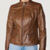 Women’s Caitlin Scuba Brown Leather Jacket - Image 2