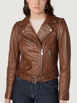 Women’s Camila Covertible 2 in 1 Brown Vest Moto Jacket