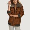 Women’s Chelsea Brown Bomber With Faux Fur Collar - Image 2