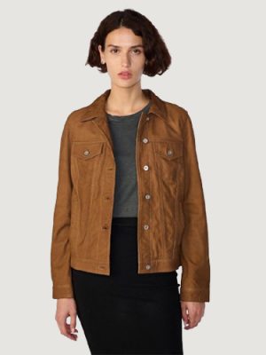 Women’s Chloe Leather Brown Trucker Jacket