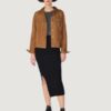 Women’s Chloe Leather Brown Trucker Jacket - Image 2