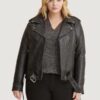 Women’s Cleo Plus Size Asymmetrical Performance Black Moto Rider Jacket