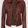 Women’s Cognac Brown Trucker Leather Jacket
