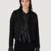 Women’s Danielle Quilted Shoulder Black Moto Jacket