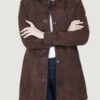 Women’s Dark Brown Suede Button Down Coat - Image 2