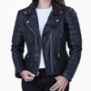 Women’s Ebony Quilted Black Biker Leather Jacket