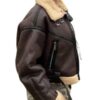 Women’s Elena Faux Shearling G-1 Brown Bomber Leather Jacket Front - Image 2