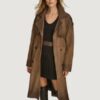 Women’s Ellie Distressed Trench Brown Coat - Image 2