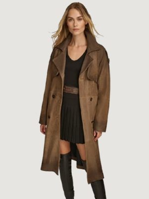 Women’s Ellie Distressed Trench Brown Coat