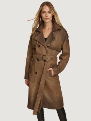 Women’s Ellie Distressed Trench Brown Coat